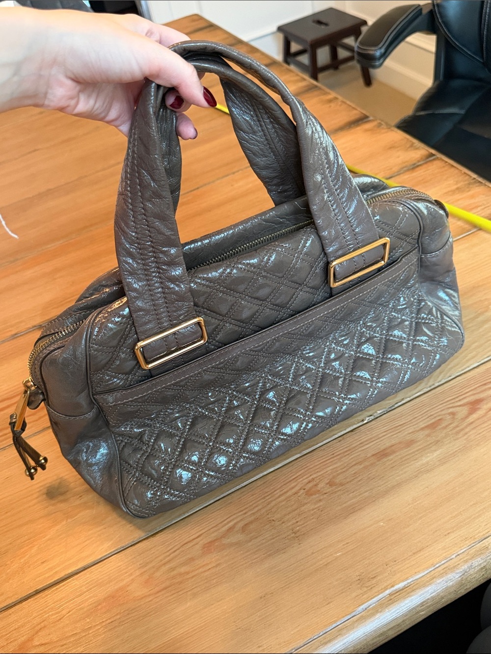 MARC JACOBS Quilted Metallic Brown Women's Shoulder Bag - Picture 3 of 4